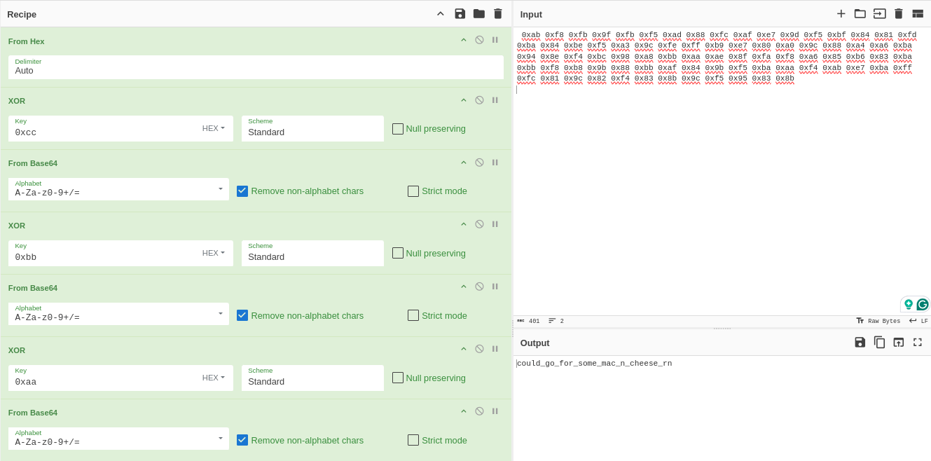 Our CyberChef recipe to get the password